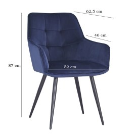 Wymiary welurowego niebieskiego krzesła RITA